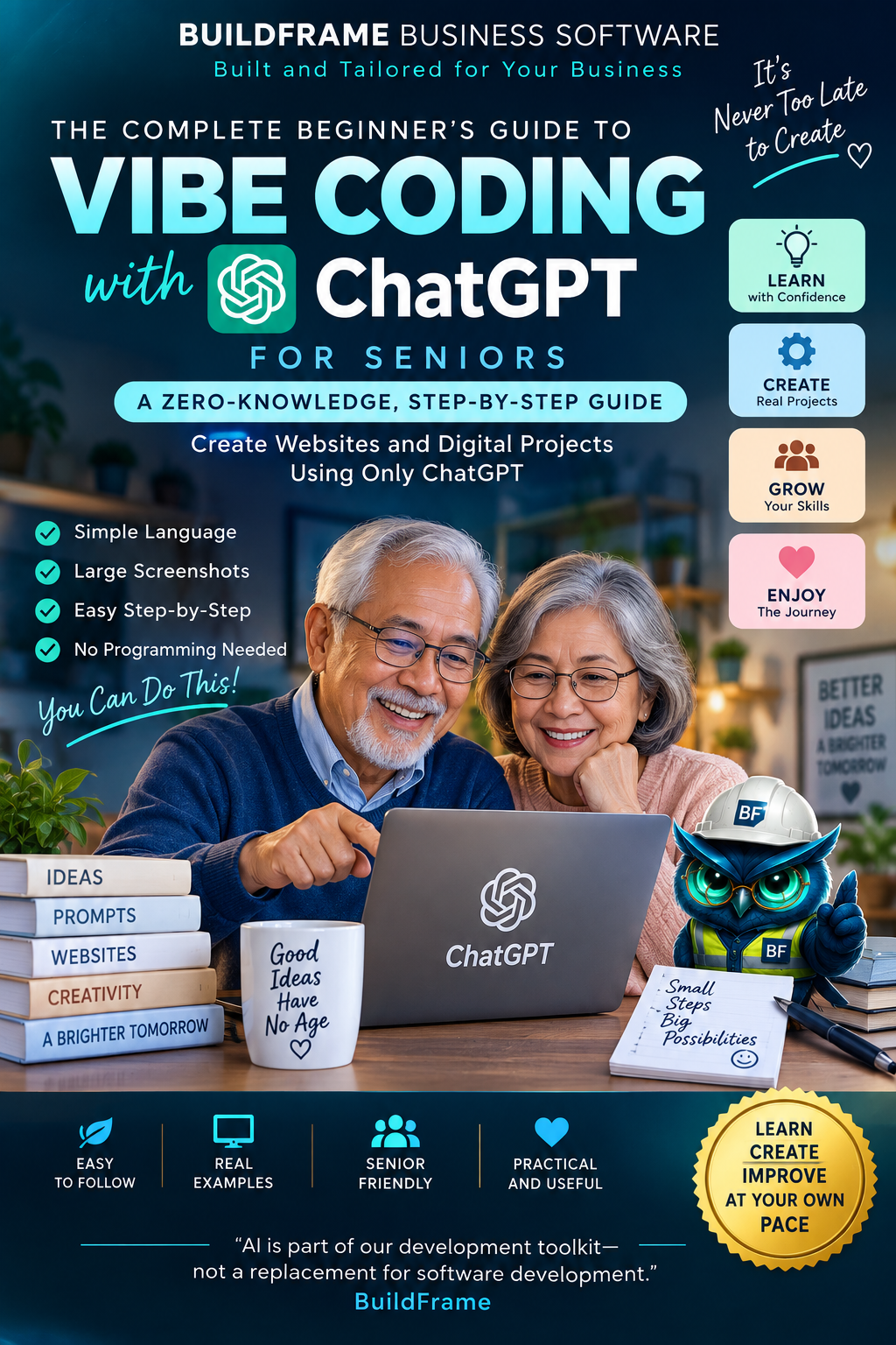 BuildFrame Vibe Coding with ChatGPT for Seniors cover.